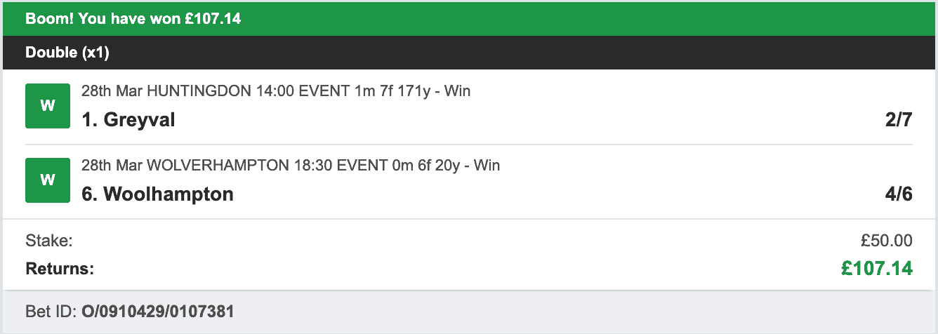 Billys Bets - Winner - 2023-03-28