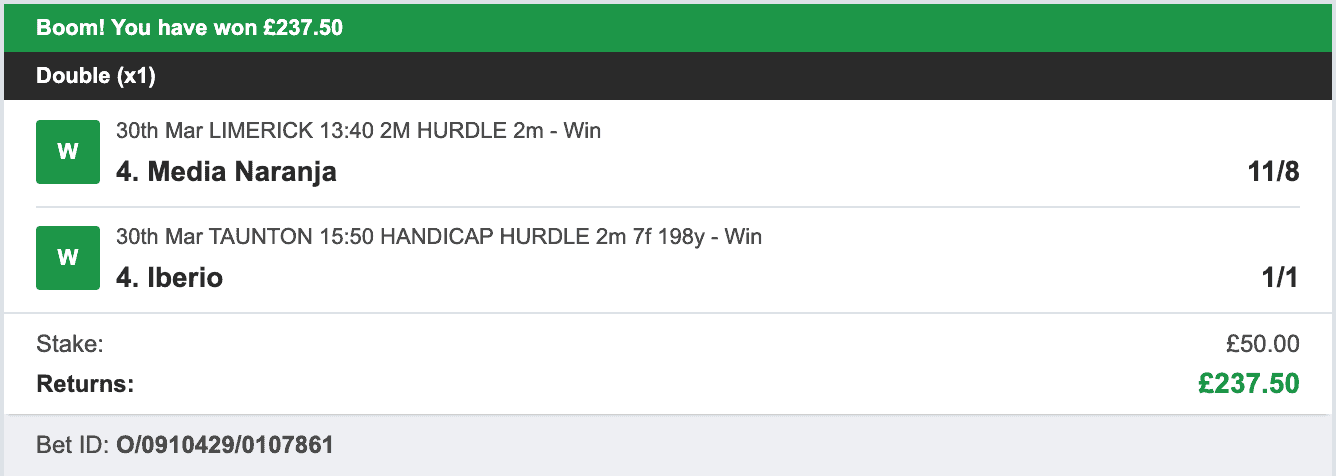 Billys Bets - Winner - 2023-03-30