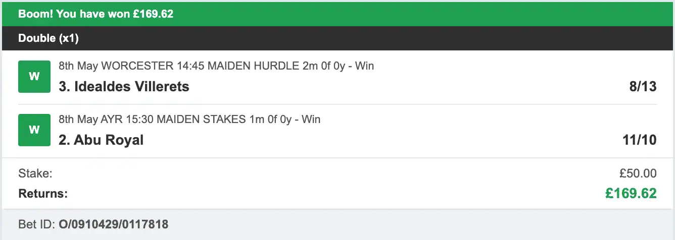 Billys Bets - Winner - 2023-05-08