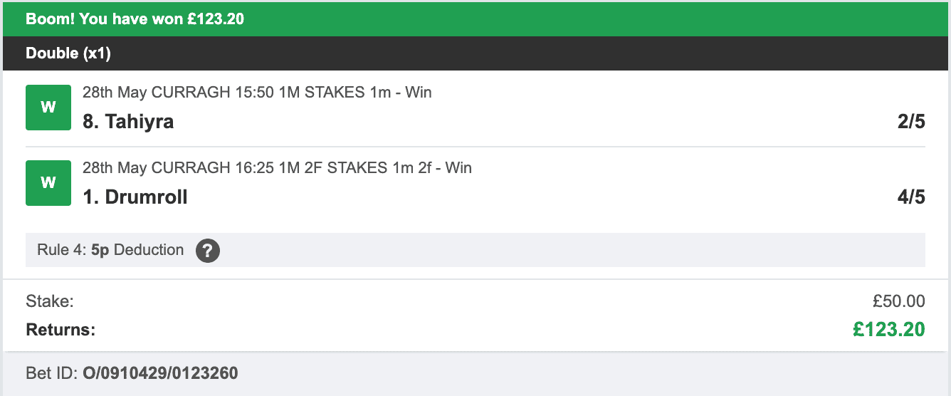 Billys Bets - Winner - 2023-05-28