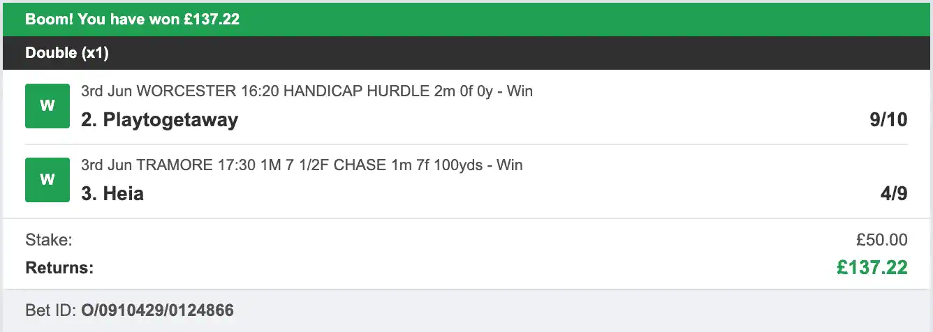Billys Bets - Winner - 2023-06-03
