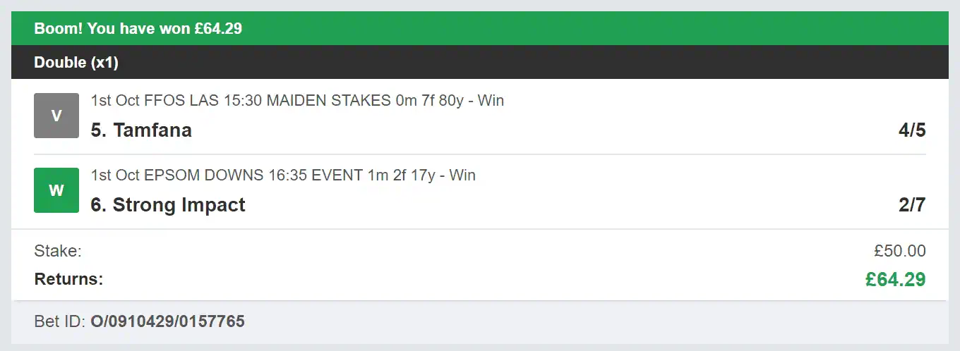 Billys Bets - Winner - 2023-10-01