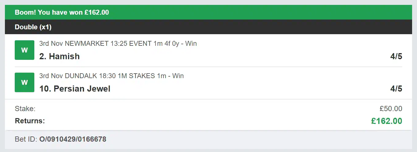 Billys Bets - Winner - 2023-11-03