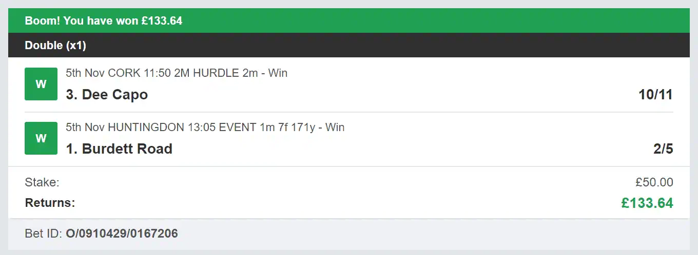 Billys Bets - Winner - 2023-11-05