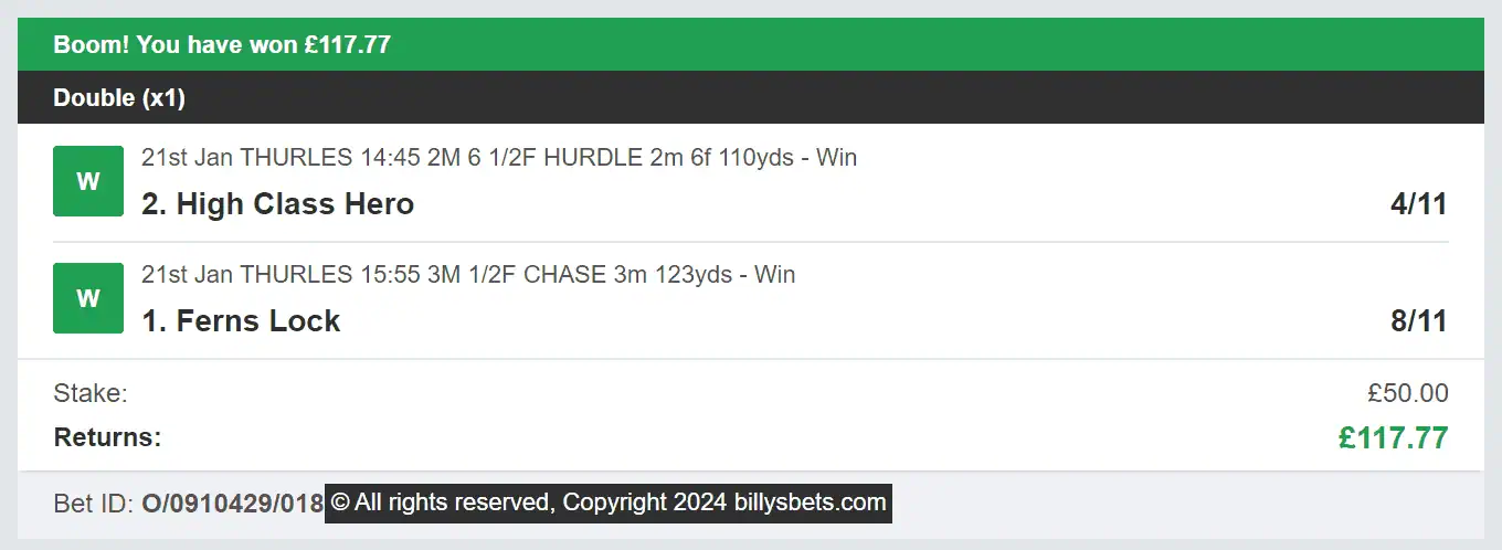 Billys Bets - Winner - 2024-01-21