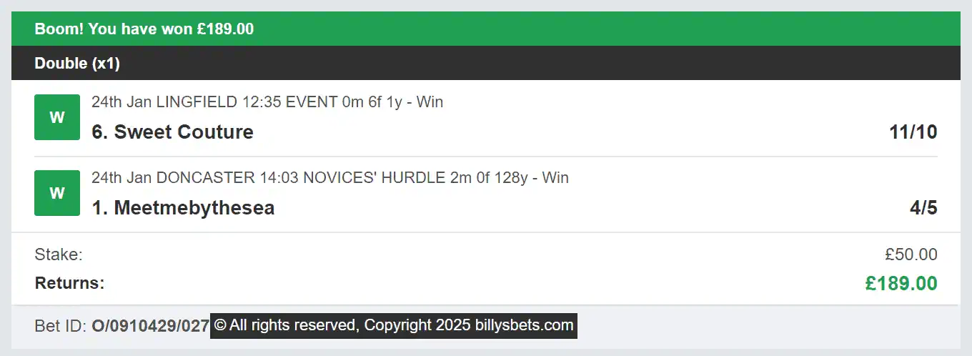 Billys Bets - Winner - 2025-01-24